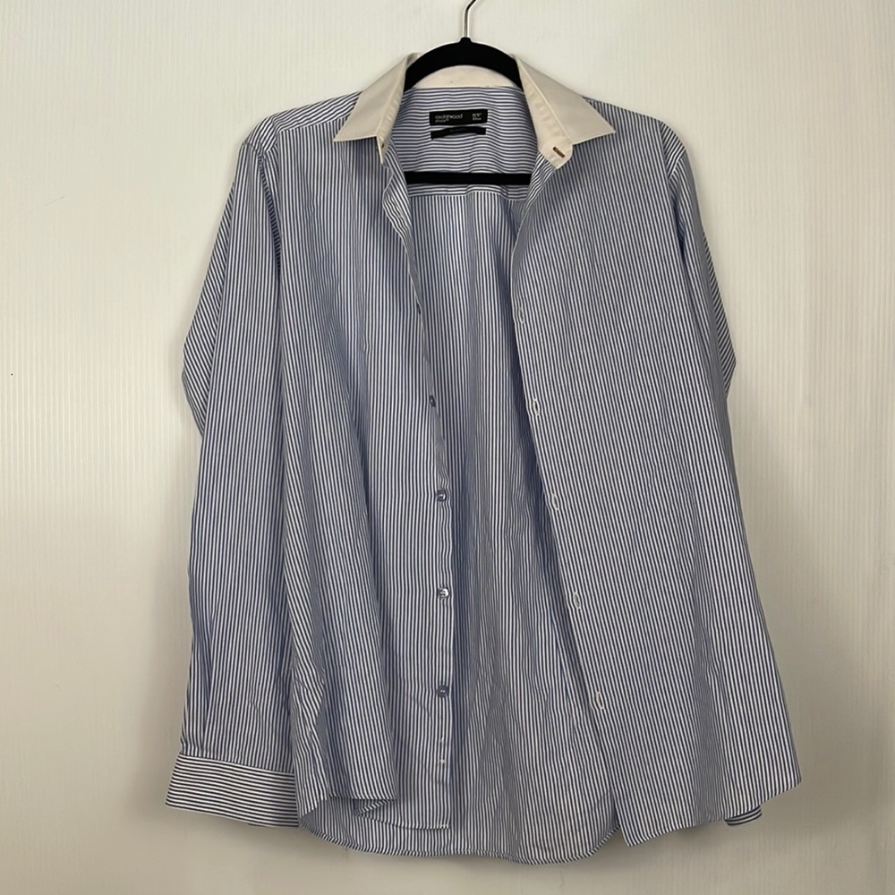 Cedarwood State Blue and White Dress Shirt